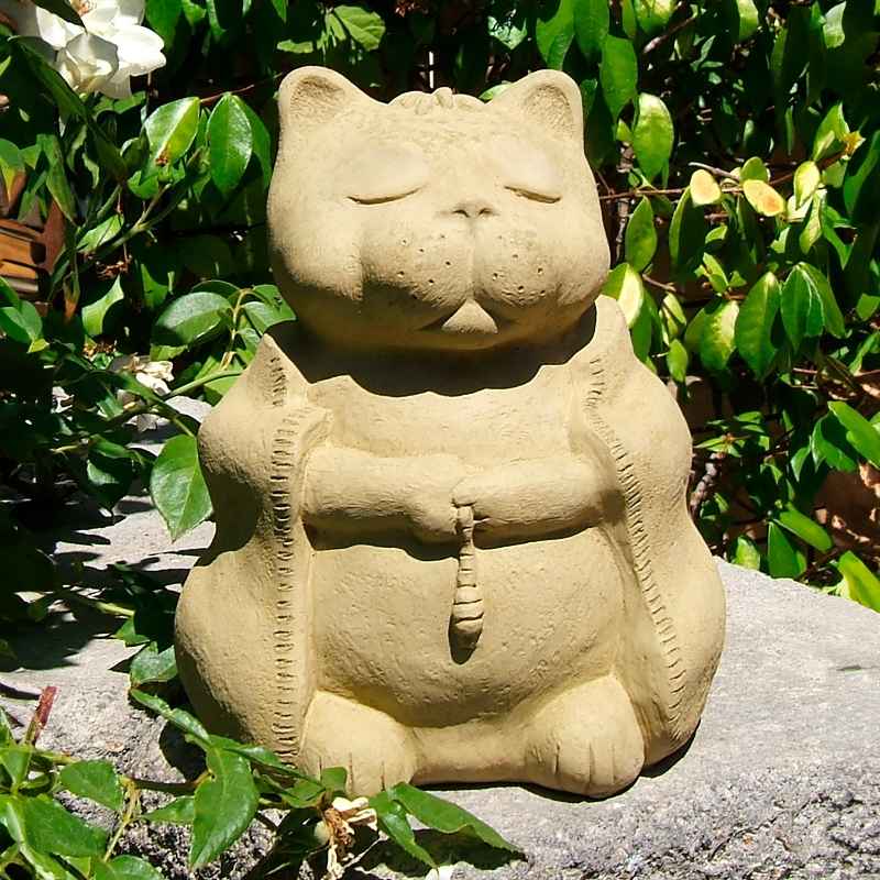 Zen Meditating Cat Sculpture - Antique